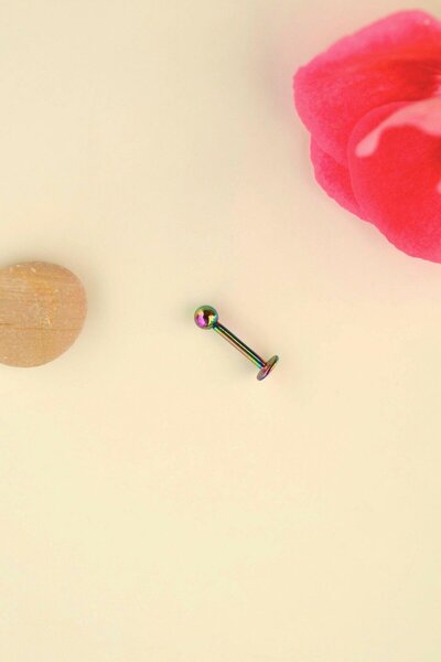 Sacce Scarves&Accessories 8 mm Hologram Çelik Piercing Arkası Düz Ucu Toplu B...