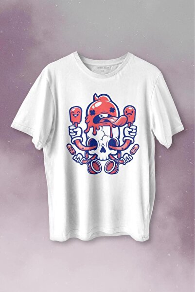 Kendim Seçtim Icecream Skull Ice Cream Skull Street Wear Štampano Majica Unis...