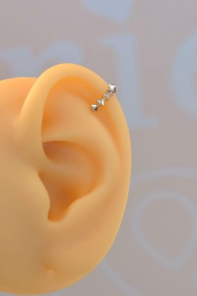 Sacce Scarves&Accessories Silver Colored Compressed Cartilage Earrings Thin Earcuff