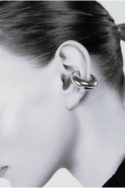 Sacce Scarves&Accessories Large Domed Earcuff Large Hoop Cartilage Earring Silver Color