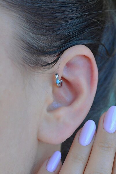 Sacce Scarves&Accessories Mavi Taşlı 5 mm Mini Halka Piercing Forward Helix Tragus Piercing Daith Helix