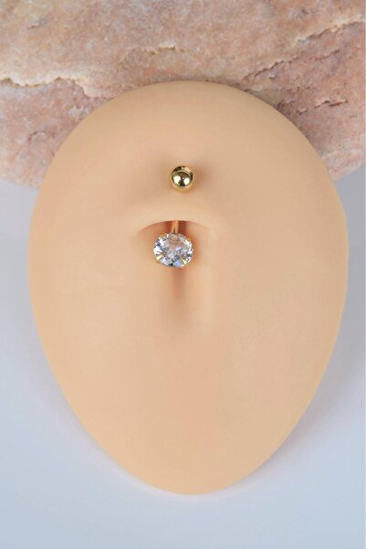 Sacce Scarves&Accessories Tektaş Çelik Minimal Göbek Piercingi Gold Renk