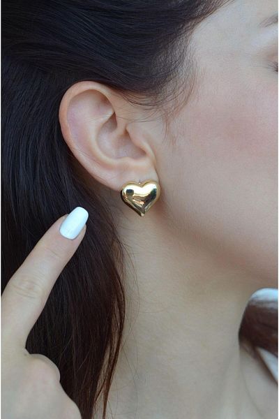 Sacce Scarves&Accessories Gold Colored Curved Heart Earrings