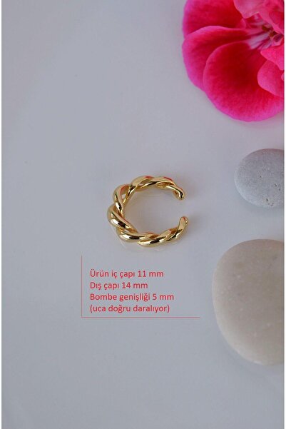 Sacce Scarves&Accessories Gold Burgulu Earcuff Sıkıştırmalı Kıkırdak Küpesi