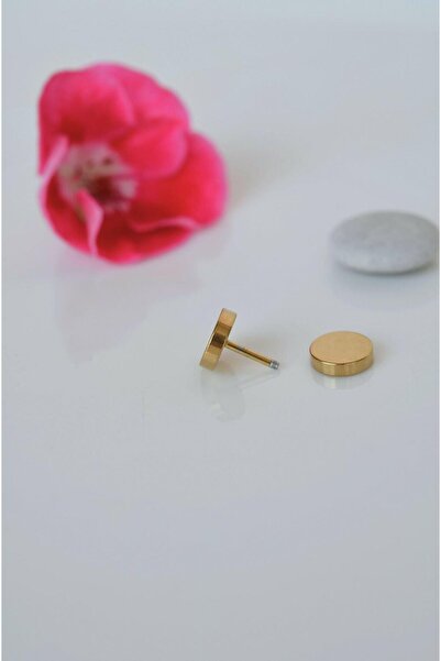 Sacce Scarves&Accessories Erkek Vidalı Daire Model Çelik Küpe 7 mm Gold Renk