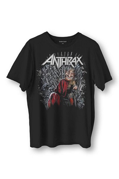 Kendim Seçtim Anthrax Thrash Metal Big Four Guitar Music εμπριμέ μαύρο μπλουζάκι