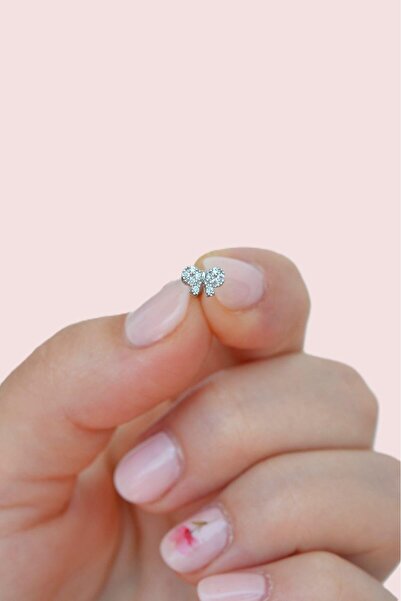 Sacce Scarves&Accessories Gümüş Renkli Taşlı Kurdele Fiyonk Figürlü Piercing Helix Kıkırdak Conch Lob