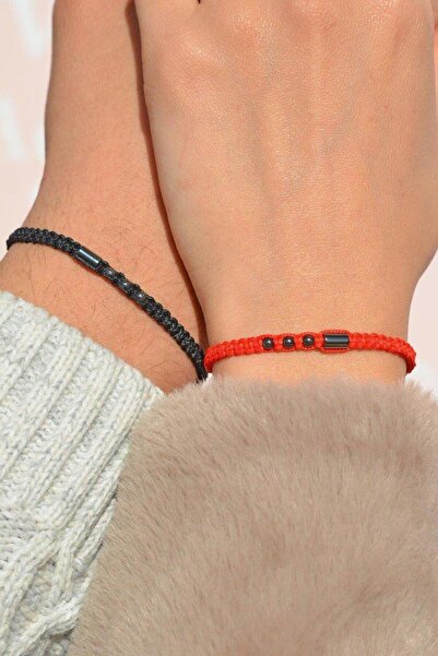 Sacce Scarves&Accessories رسالة مكتوبة عشاق زوجين الفظ سوار أحمر أسود