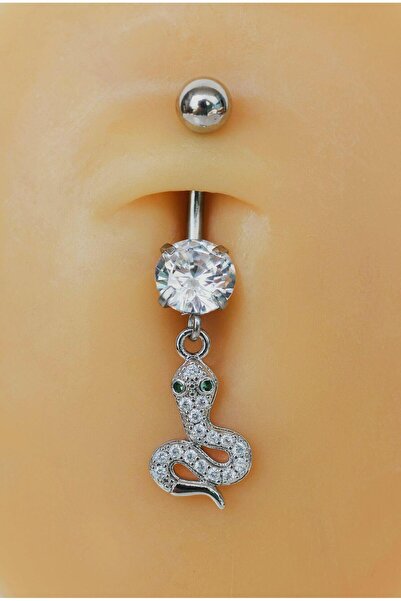 Sacce Scarves&Accessories Çelik Yılan Figürlü Göbek Piercing Gümüş Renk