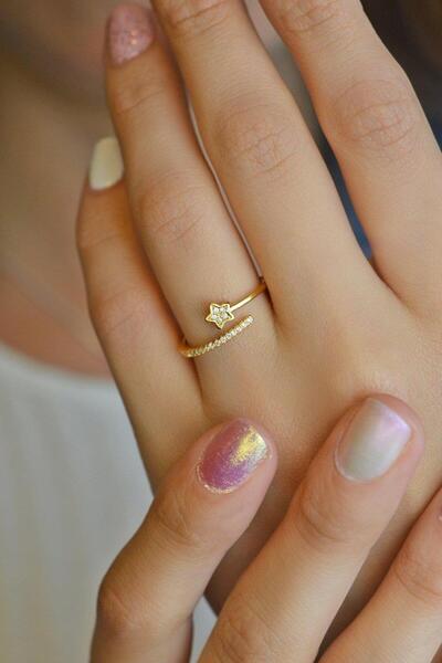 Sacce Scarves&Accessories Gold Renk Yıldız Ince Yüzük Eklem Yüzüğü