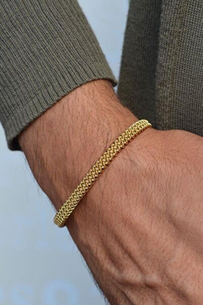 Sacce Scarves&Accessories Çelik Bileklik Hasır Örgü Gold Renk Unisex Çelik Bi...