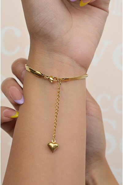 Sacce Scarves&Accessories Çelik Yassı İtalyan Zincir Bileklik Gold Renkli