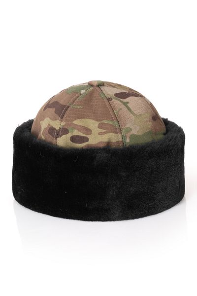 fubileather Ловджийска шапка - камуфлажна шапка от агнешка вълна с подплата от овча вълна