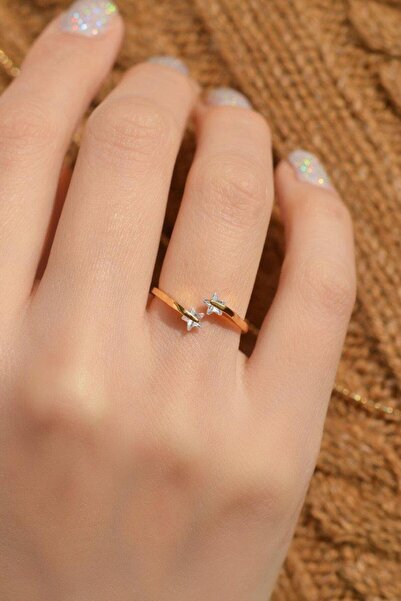 Sacce Scarves&Accessories Yıldız Model Çelik Yüzük Gold Renk