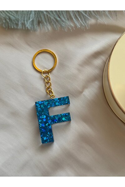 HERCY سلسلة مفاتيح من راتنجات الإيبوكسي بحرف F