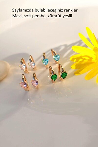 Sacce Scarves&Accessories Zirkon Kalp Taşlı Mini Halka Küpe