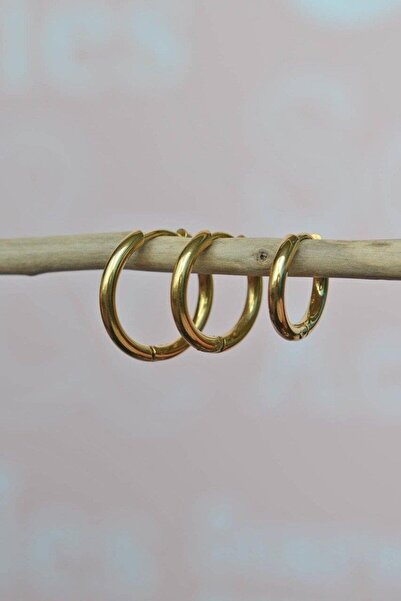 Sacce Scarves&Accessories Çelik Halka Küpe Seti 3'lü Gold Renk