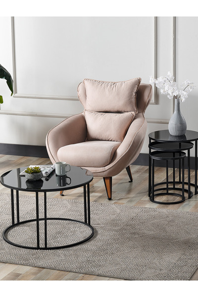 er enirey collection 4 Lü Siyah Temperli Kırılmaz Cam Siyah Metal Ayaklı Cam ...