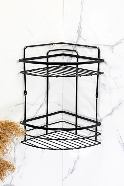 MAİN SHOP Raft de colț pentru baie, adeziv, cu 2 niveluri, Lamal, rezistent l...