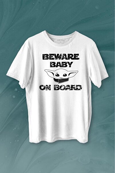 Kendim Seçtim Baby Yoda Star Wars Mandalorian Beware Baby On Board Tricou imp...