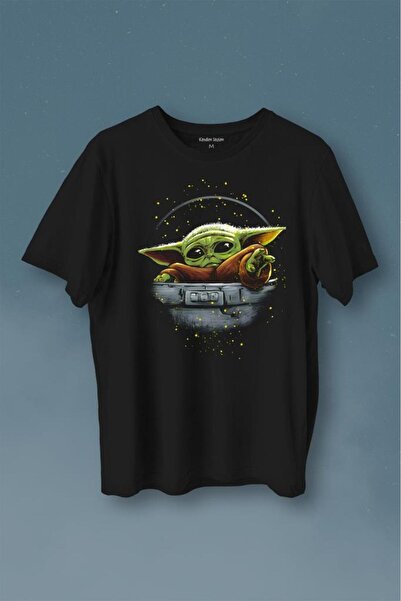Kendim Seçtim Baby On Board Yoda Star Wars Yeşil Bebek Mandalorian Baskılı Tişört Unisex T-shirt