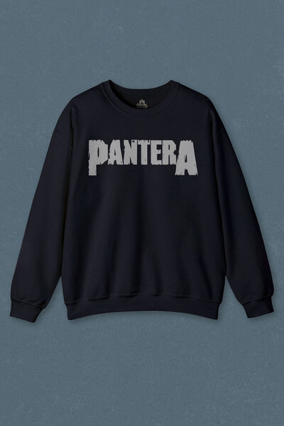 so cool سويت شيرت باللون الأزرق الداكن للجنسين مطبوع عليه شعار Rock Pantera G...