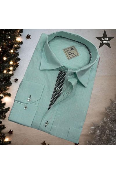 EREN STYLE Cămașă unisex cu mânecă lungă Oxford din bumbac (slim fit)