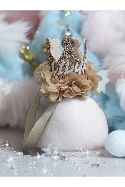 damlakidsmoda 1 yaş doğum günü tacı isimli parti tacı Camel bakır  parti şapkası