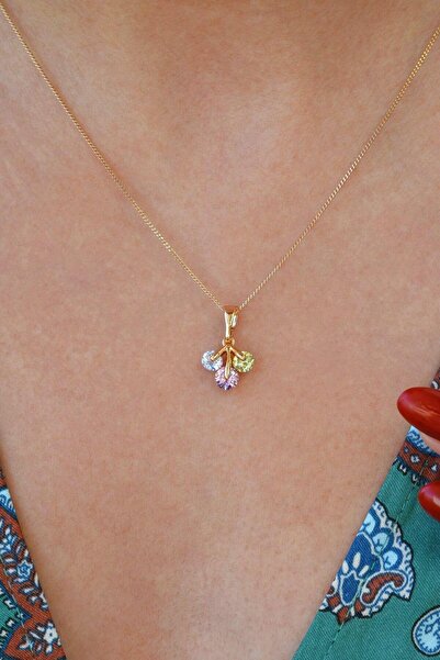 Sacce Scarves&Accessories Soft Renkli Zirkon Taşlı Kolye Işıltılı Soft Renk K...