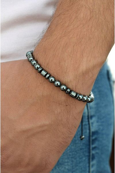 Sacce Scarves&Accessories Adjustable Hematite Men's Bracelet