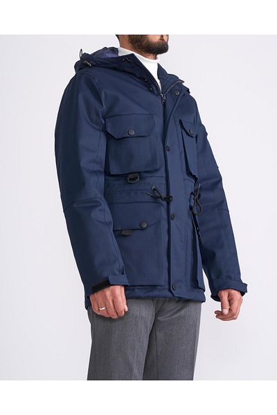 TerziAdemAltun Italian Style Slim Fit Hooded Safari Coat Navy Blue T10244