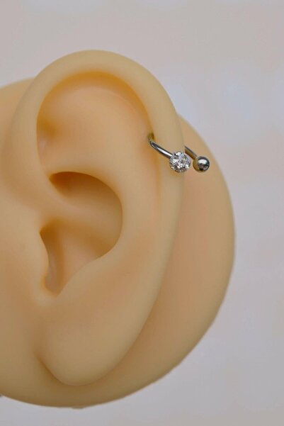 Sacce Scarves&Accessories Çelik Taşlı Toplu Piercing 8 mm Smiley Piercing Hel...