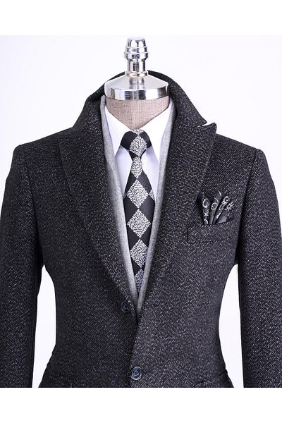 TerziAdemAltun Italian Style Slim Fit Pointed Collar Wool Blended Cashew Men's Coat Brown T13455