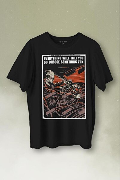 Kendim Seçtim Alege ceva distractiv Tricou cu imprimeu cu craniu de mașină Tr...