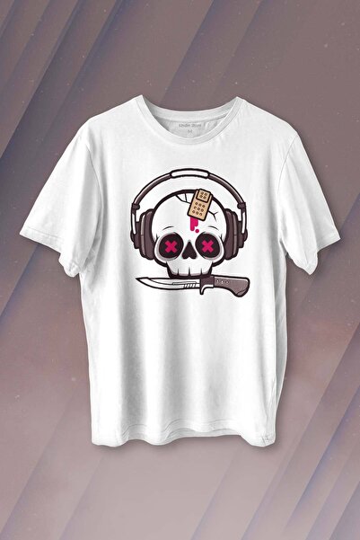 Kendim Seçtim Slušanje muzike Skull Slušalice Nož Flaster Skull Štampano Maji...