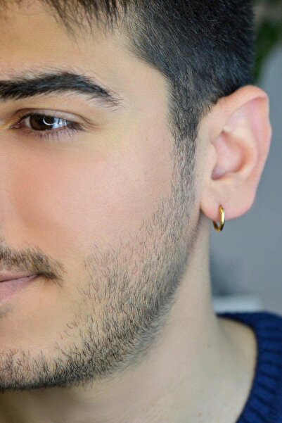 Sacce Scarves&Accessories Erkek Gold Renk Çelik Halka Küpe Tekli