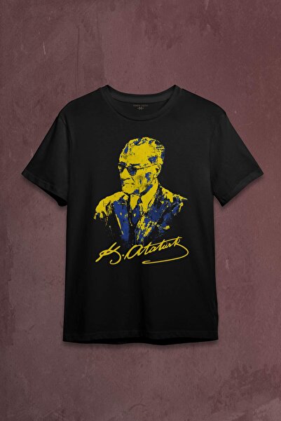 Kendim Seçtim Μπλουζάκι Unisex με στάμπα Ataturk Yellow Navy Blue