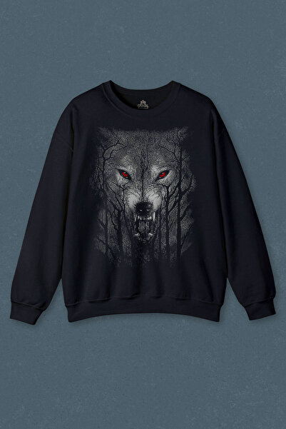 so cool Hanorac bleumarin Night Brown Wolf in the Wild Forest Burgundy Blue E...