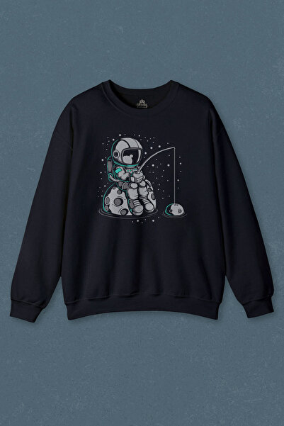 so cool Hanorac albastru bleumarin Astronaut care aruncă undița în spațiu Cosmos Space Planet Imprimat transpirație unisex