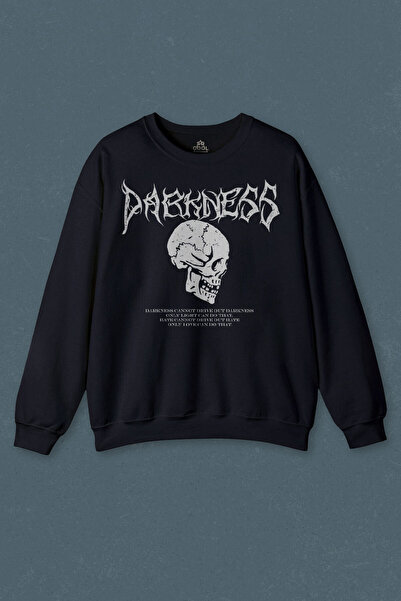 so cool سويت شيرت أزرق داكن داكن جمجمة لوثر قوطي جمجمة قوطي مطبوع للجنسين