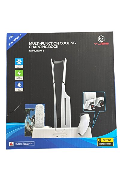 YUES PS5 Stand – Slim/Digital Uyumlu, Fanlı Soğutucu, Şarj Göstergeli, Oyun Yuvası, Kumanda Standı