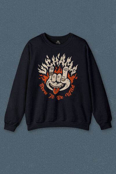 so cool Hanorac Albastru Marin Born To Be Wild Rock And Roll Muzica Imprimat ...