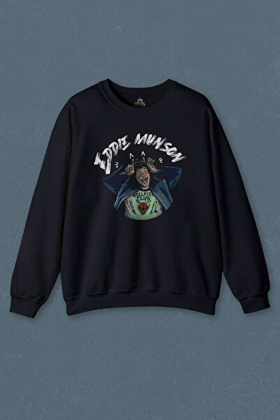 so cool Hanorac bleumarin Eddie Munson Stranger Things Sezonul 4 Transpirație unisex imprimată