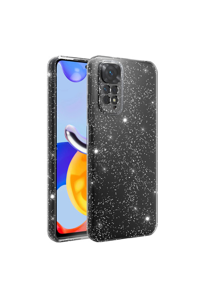 Merwish Xiaomi Redmi Note 12 Pro 4G Uyumlu Şeffaf Simli Kılıf Yükseltilmiş Ka...