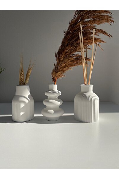 ART Doğal Taş İskandinav Tarzı Minimalist 3'lü Vazo - Ev Dekorasyonunuz İçin ...