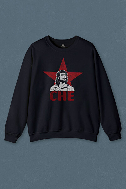 so cool سويت شيرت أزرق داكن إرنوستو تشي جيفارا ريد ستار ريد ستار مطبوع للجنسين