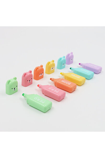 enyareshome Sevimli Ayıcık Kawaii 6lı Fosforlu Kalem Seti 5cm