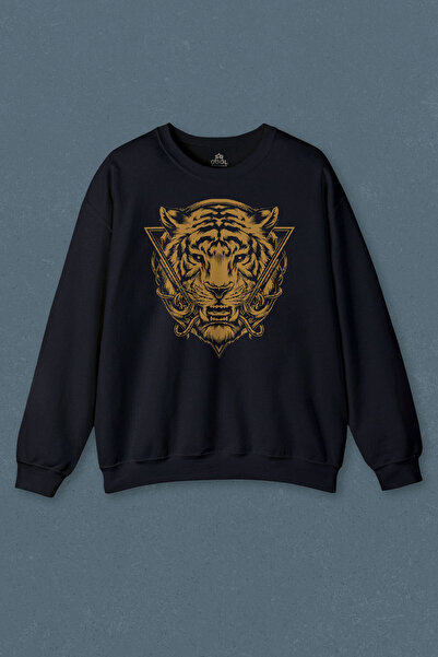so cool Hanorac bleumarin Tiger Tigru Minimal Urban Street Wear Imprimat unisex