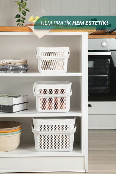 MYBOX Set of 3 Potato Onion Vegetable Storage Basket Multi-Purpose Kitchen Organizer Crisper with Lid 5-8-12Lt