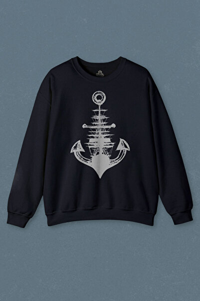so cool Hanorac bleumarin Sailing Iron Anchor Anchor Printed Unisex Sweat
